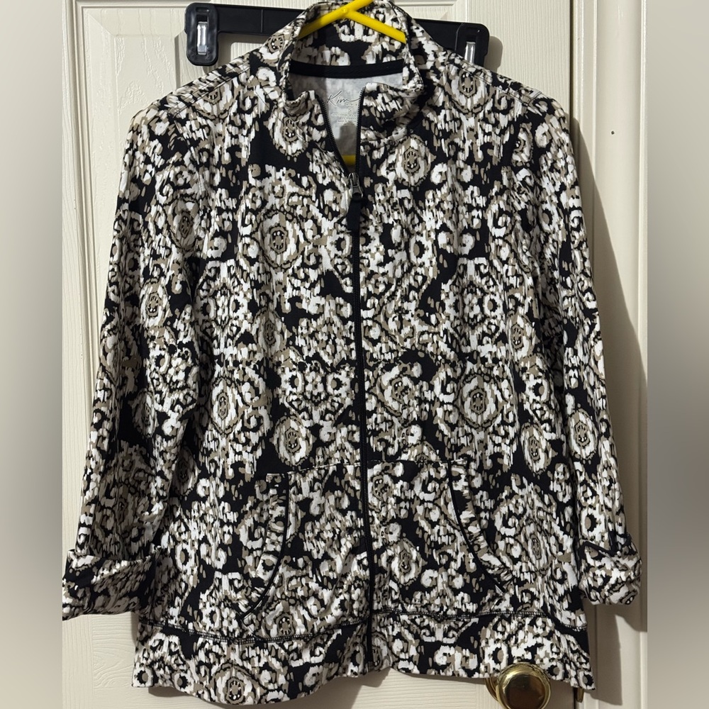 Kim Rogers Black and Cream Patterned Sweater